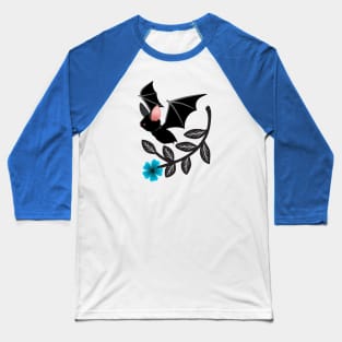 Cute bat with a blue flower Baseball T-Shirt